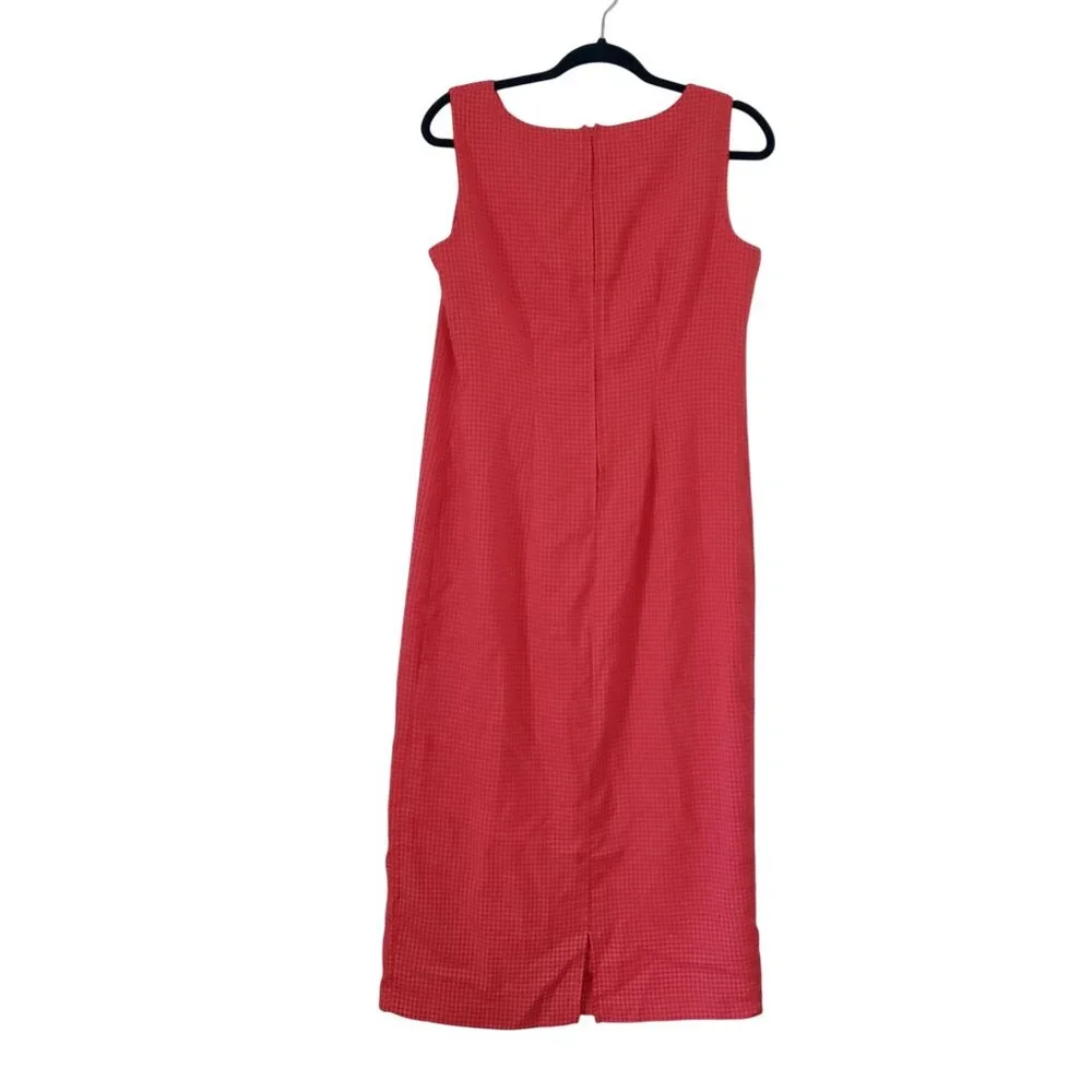 Y2K Miss Dorby Womens Plaid Maxi Dress 10‎ Petite Red Euro Summer Picnic Casual